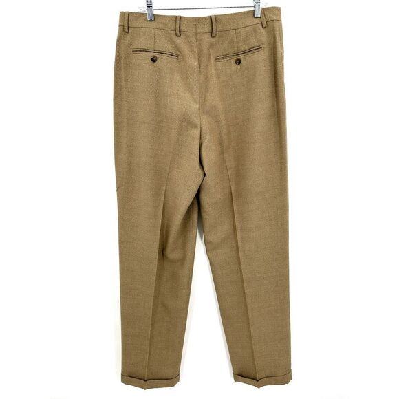 PERRY ELLIS Men's Brown Khaki Tan Pleated Straight Leg Dress Pants Size 36 x 34 - Picture 2 of 6